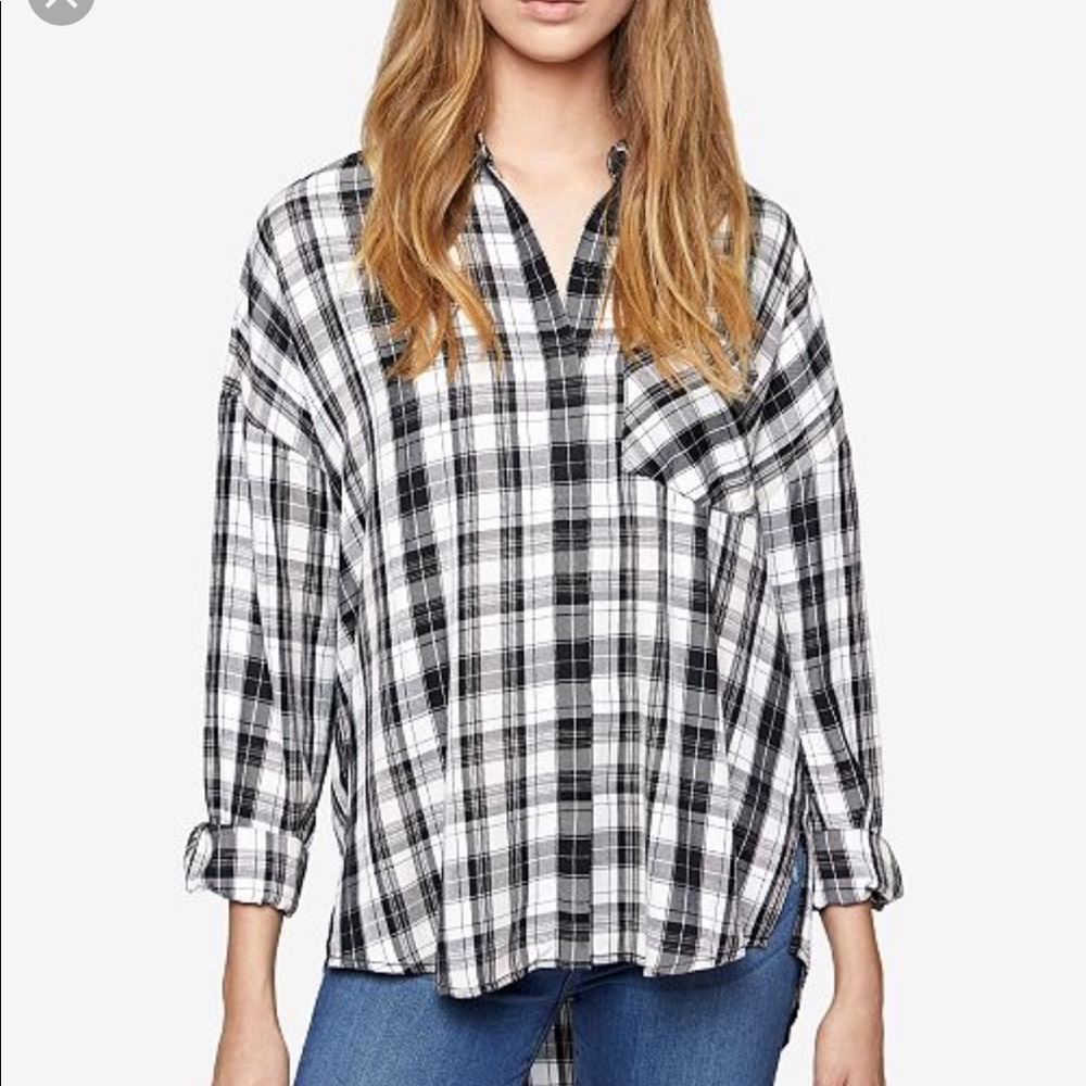 Sanctuary Tie-Back Plaid Boyfriend Shirt